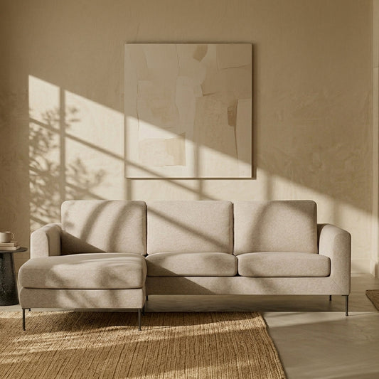 ModernElegance L Shaped 3 Seater Sofa Creme
