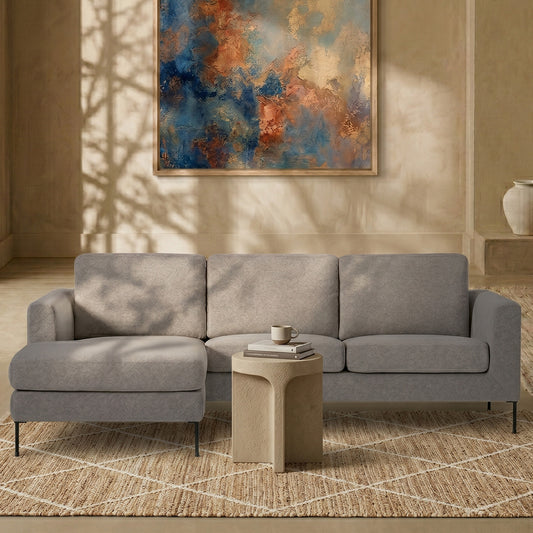 ModernElegance L Shaped 3 Seater Sofa Dark Grey