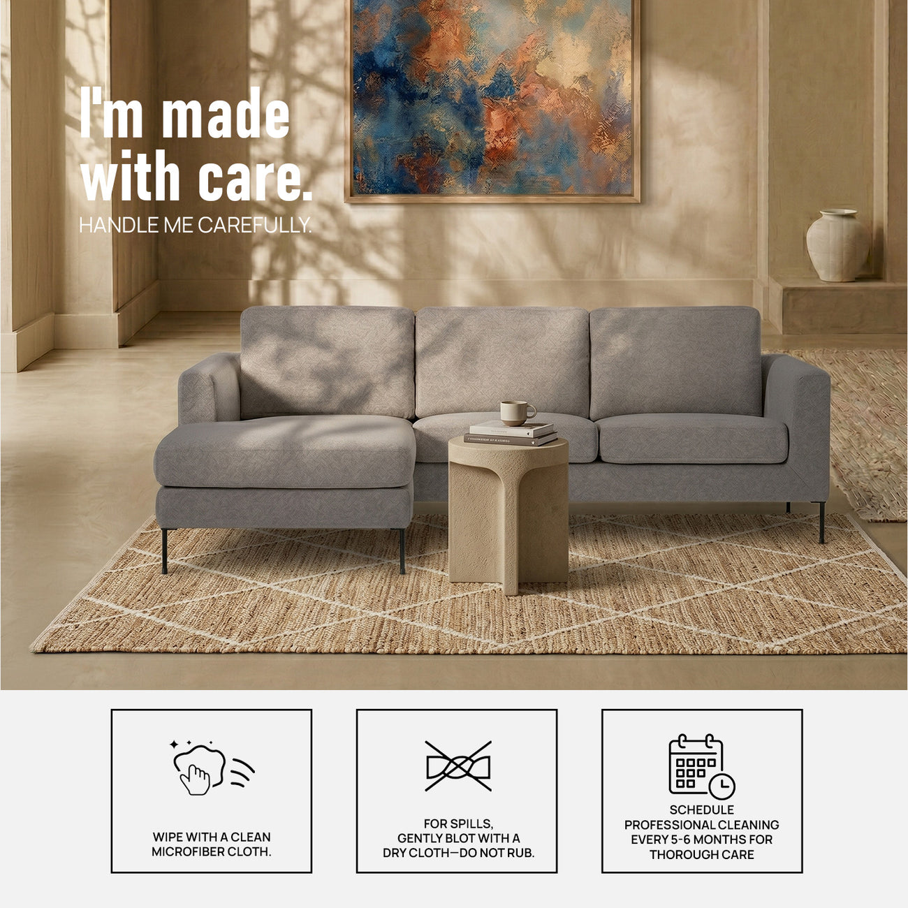 ModernElegance L Shaped 3 Seater Sofa Grey