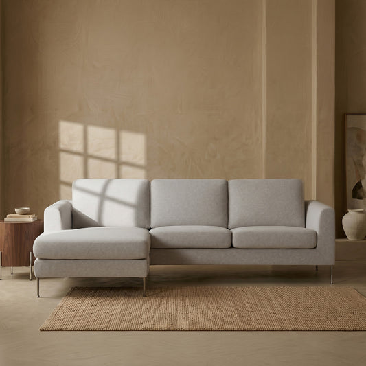 ModernElegance L Shaped 3 Seater Sofa Grey