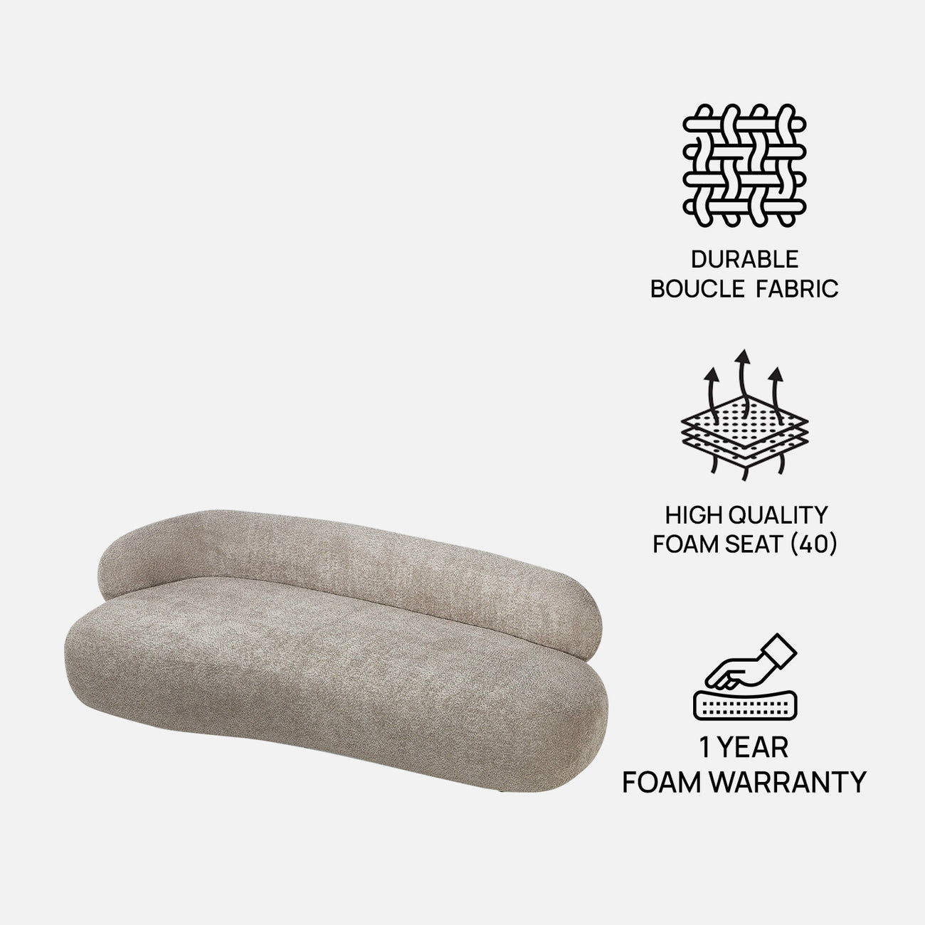 LuxeLounge Boucle 3 Seater Sofa Sand