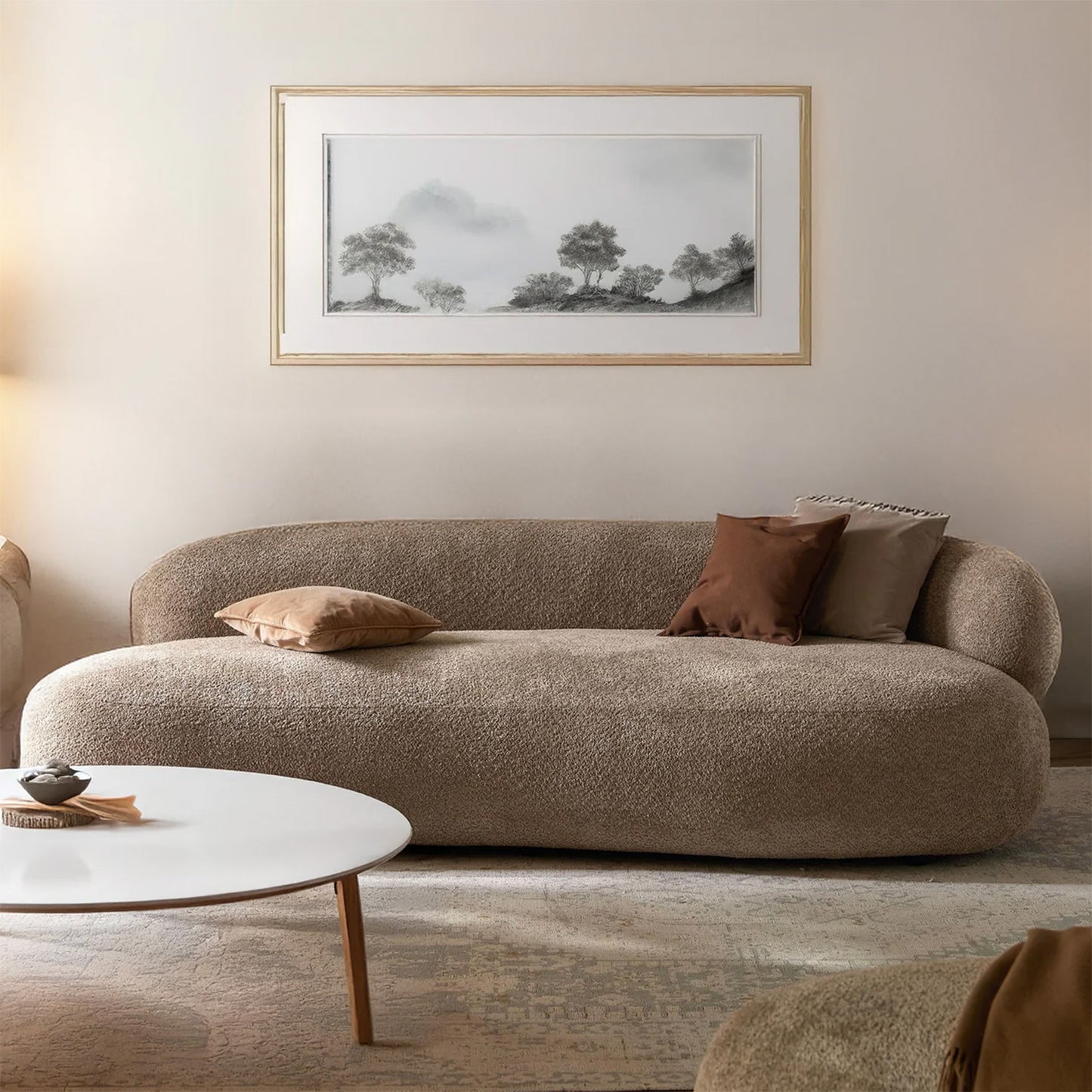 LuxeLounge Boucle 3 Seater Sofa Sand