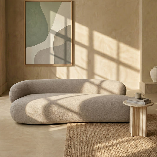 LuxeLounge Boucle 3 Seater Sofa Sand