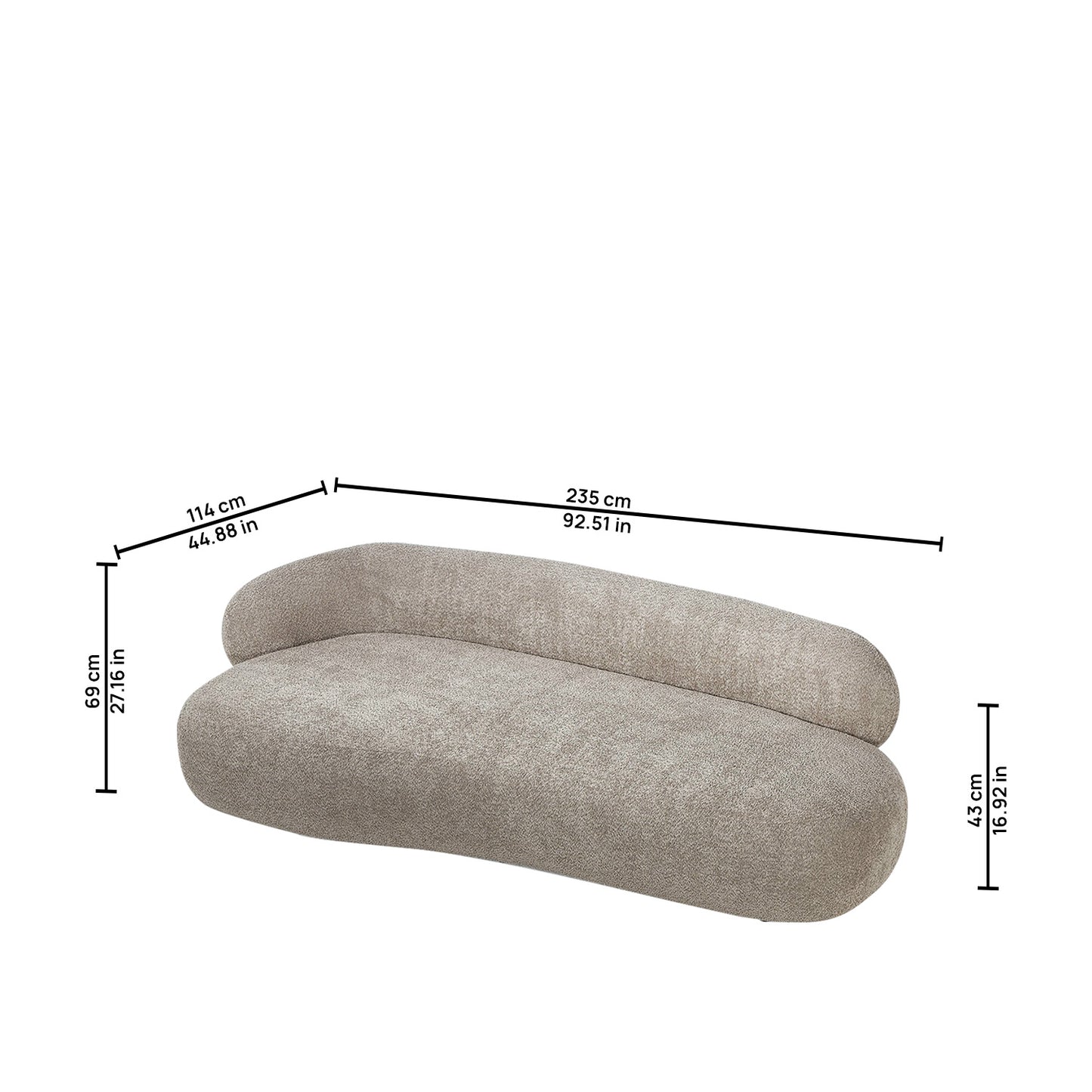 LuxeLounge Boucle 3 Seater Sofa Sand