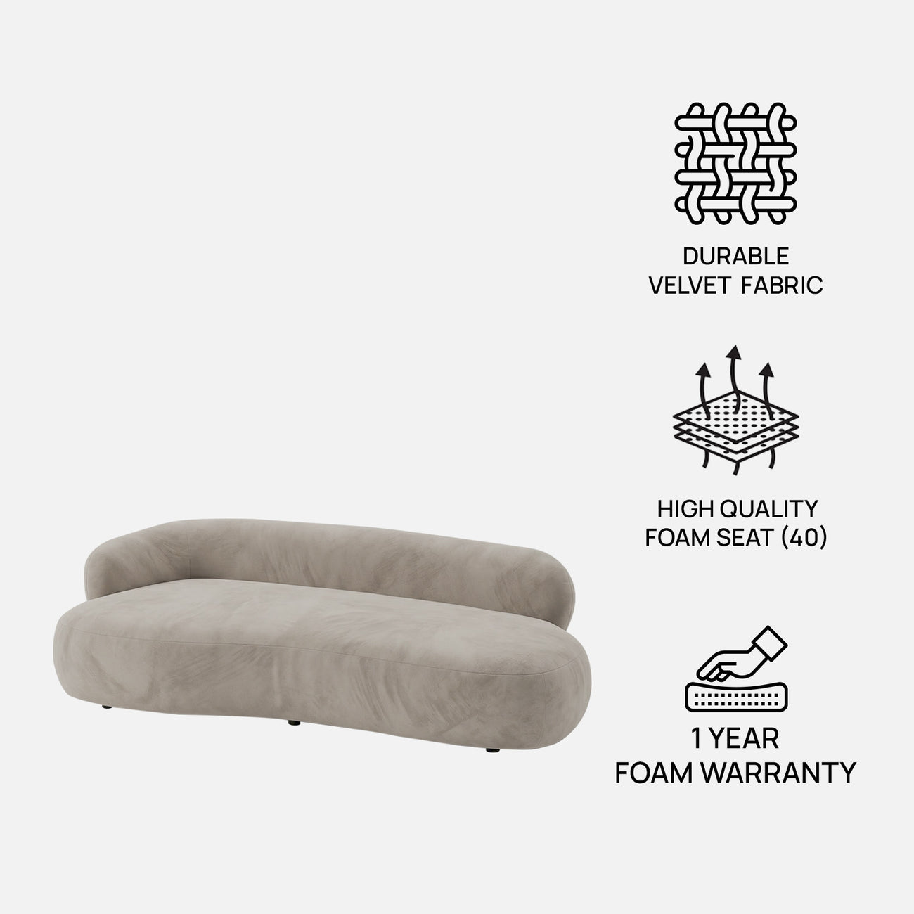 LuxeLounge Contemporary 3 Seater Sofa Beige