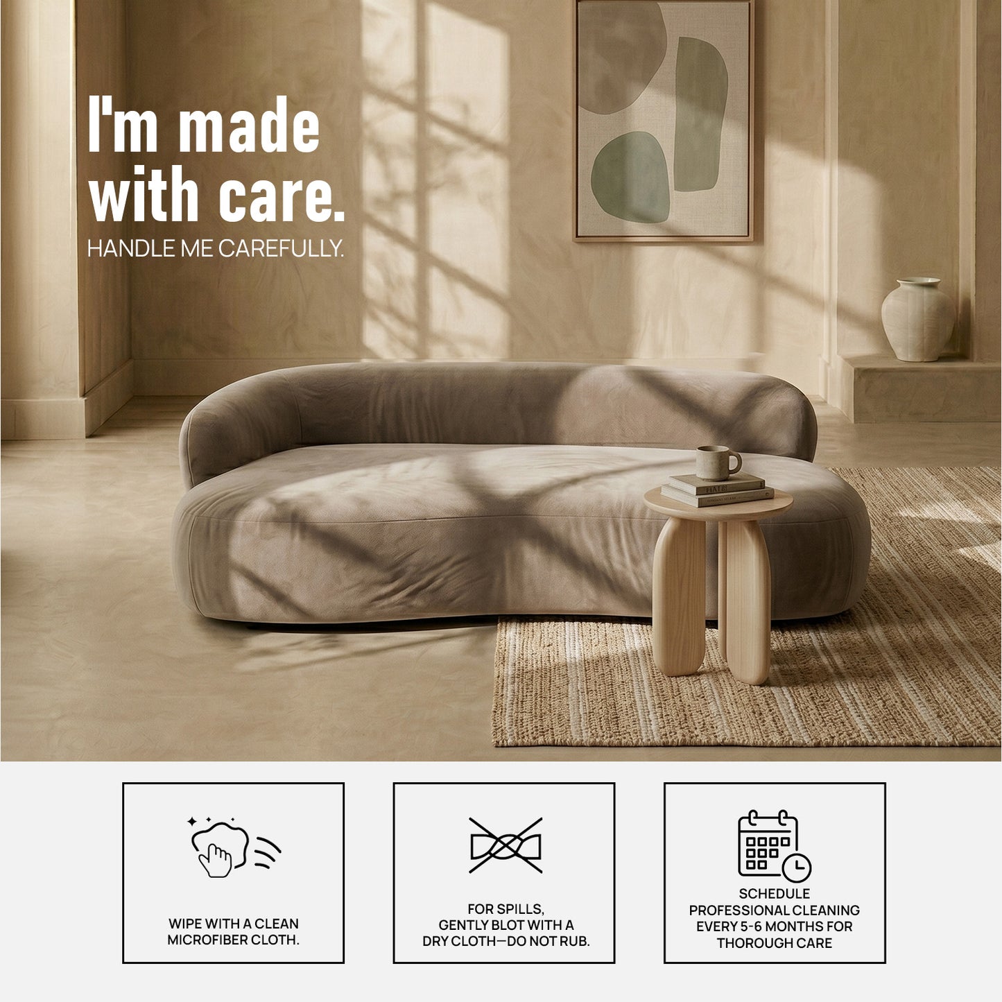 LuxeLounge Contemporary 3 Seater Sofa Beige