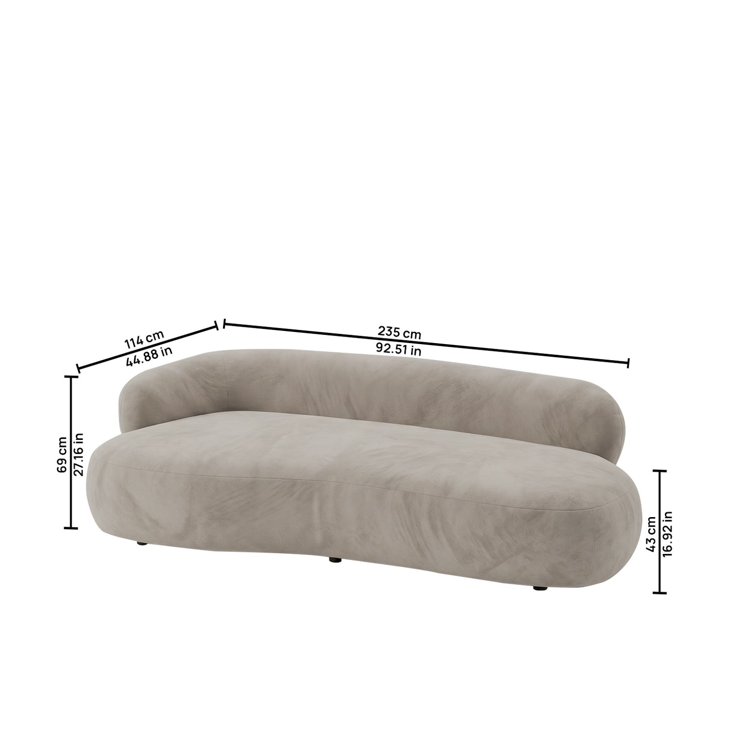 LuxeLounge Contemporary 3 Seater Sofa Beige