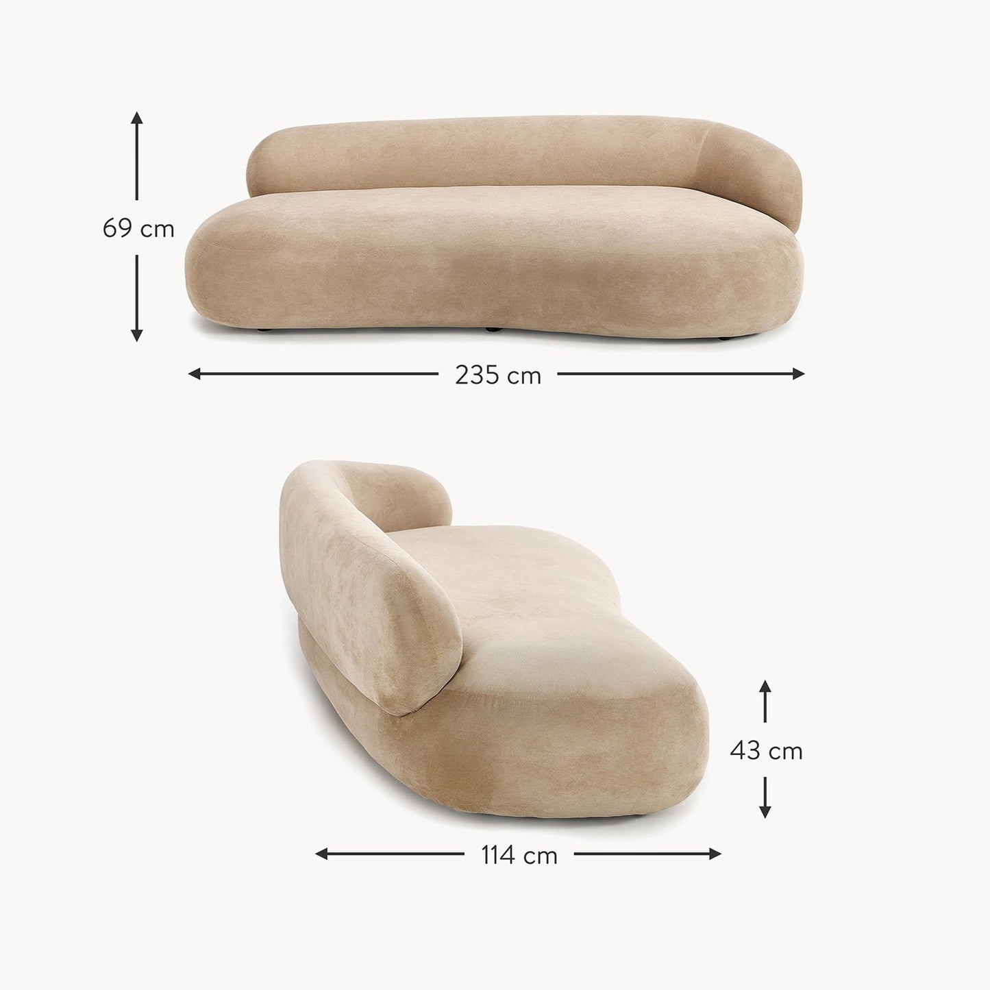 LuxeLounge Contemporary 3 Seater Sofa Beige