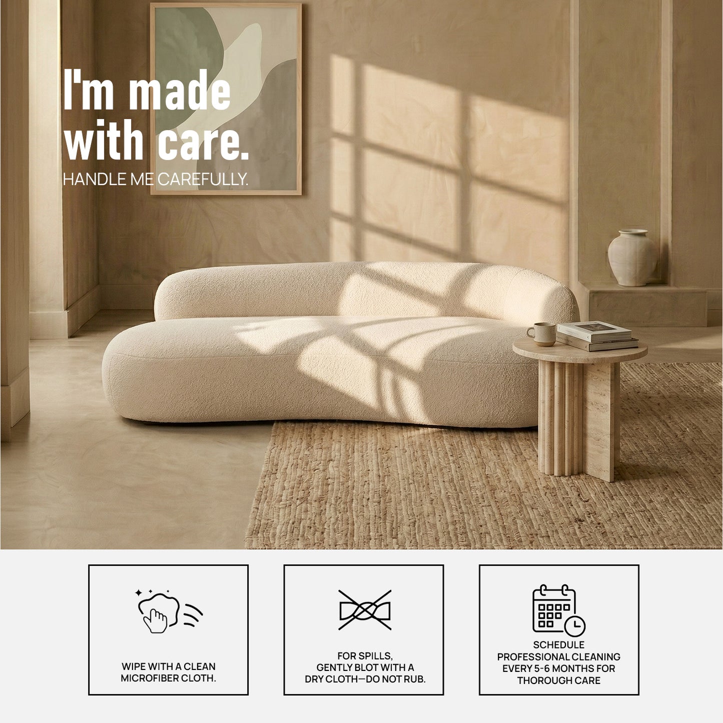 LuxeLounge Contemporary 3 Seater Sofa Ash Beige