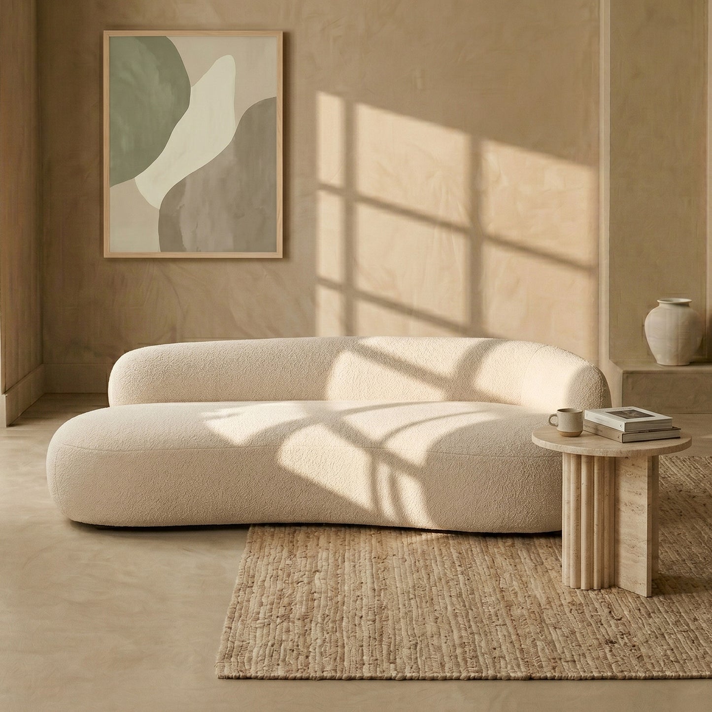 LuxeLounge Contemporary 3 Seater Sofa Ash Beige