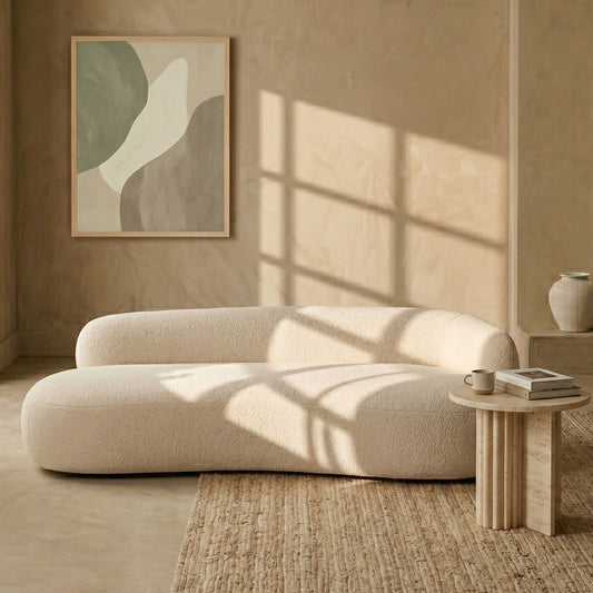 LuxeLounge Boucle 3 Seater Sofa Creme
