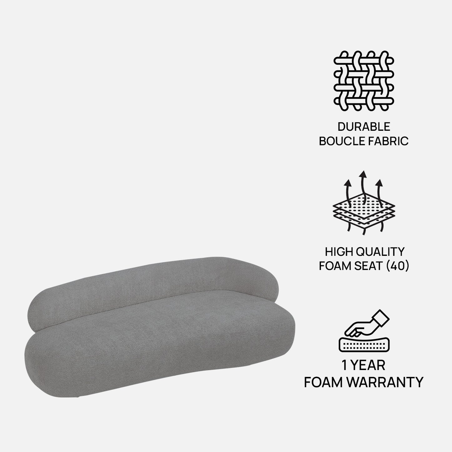 LuxeLounge Contemporary 3 Seater Sofa Dark Grey