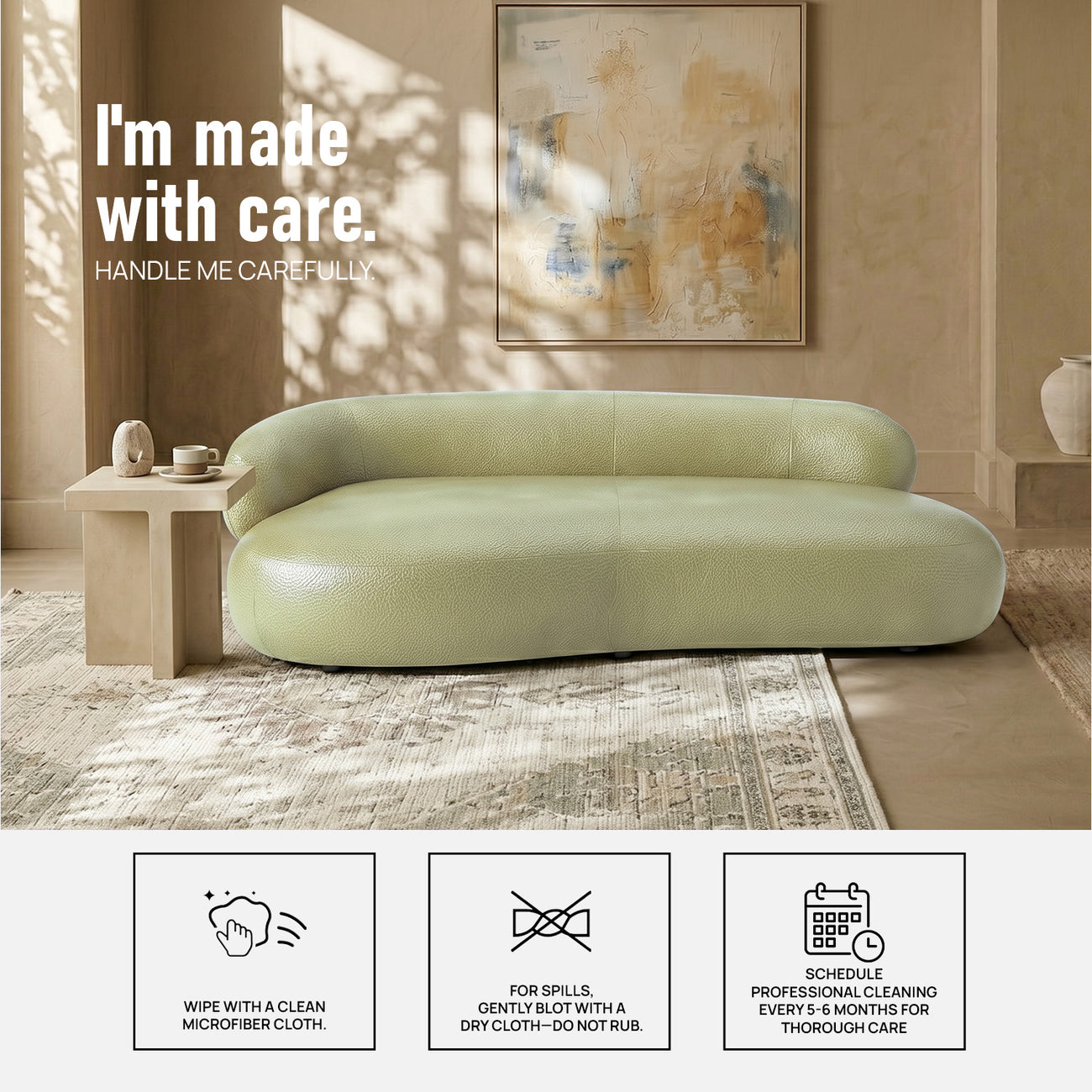 LuxeLounge Boucle 3 Seater Sofa Olive Green