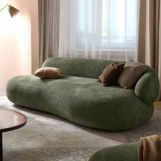 LuxeLounge Boucle 3 Seater Sofa Olive Green