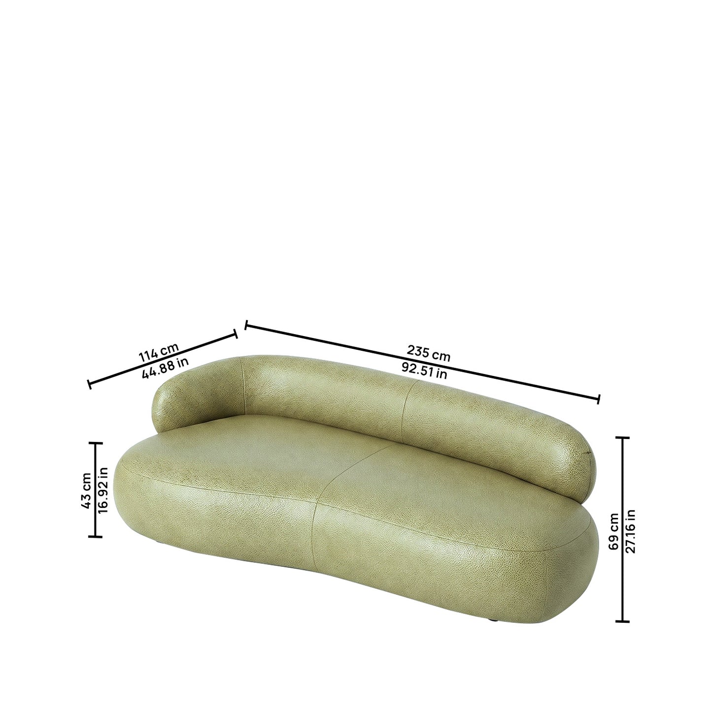 LuxeLounge Boucle 3 Seater Sofa Olive Green