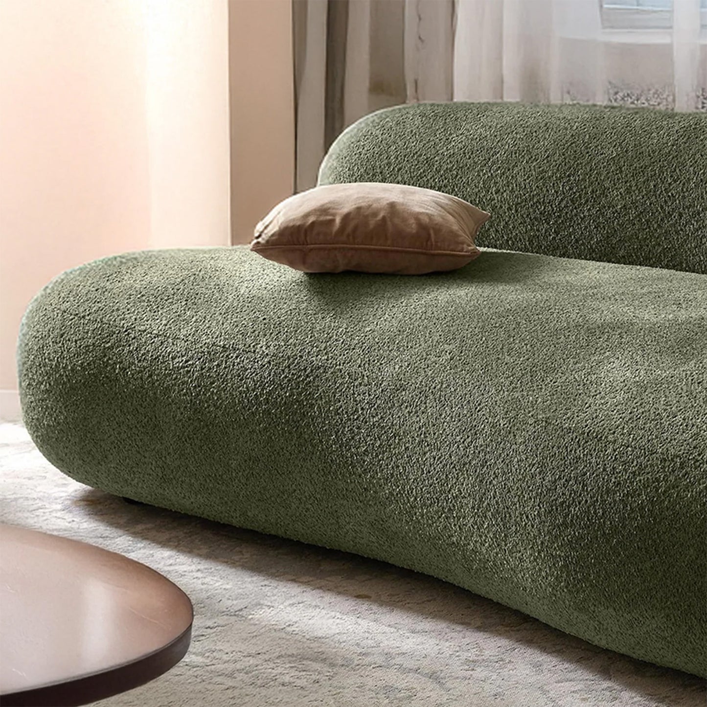 LuxeLounge Boucle 3 Seater Sofa Olive Green