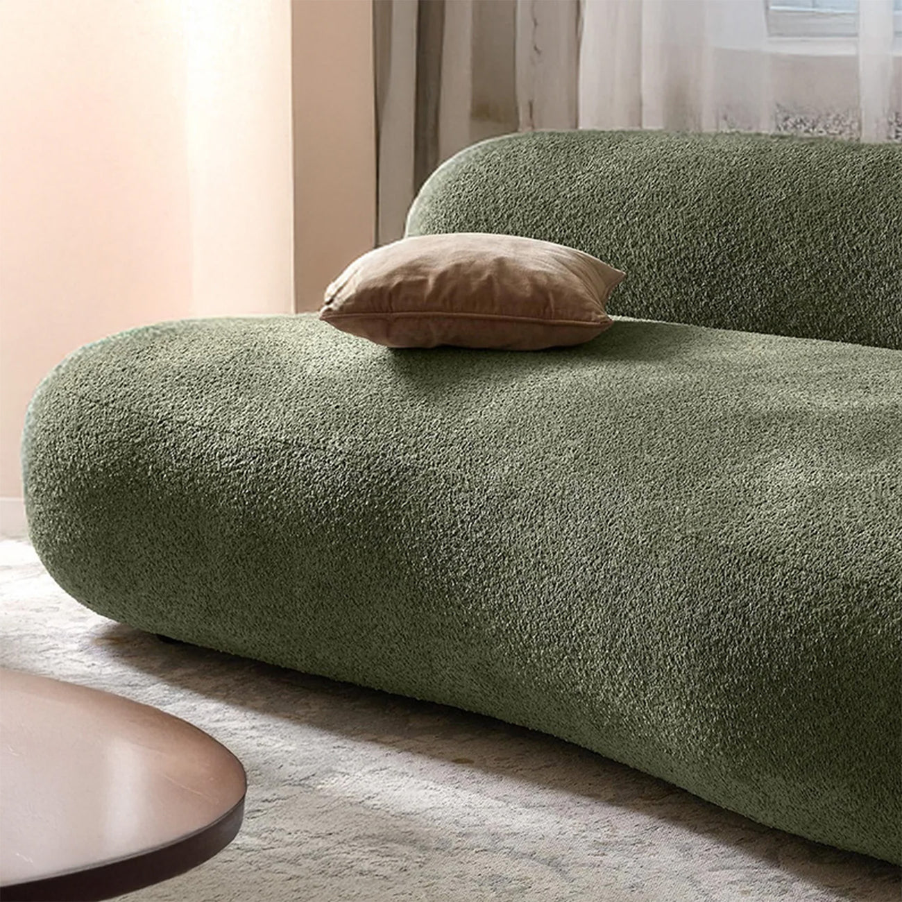 LuxeLounge Boucle 3 Seater Sofa Olive Green