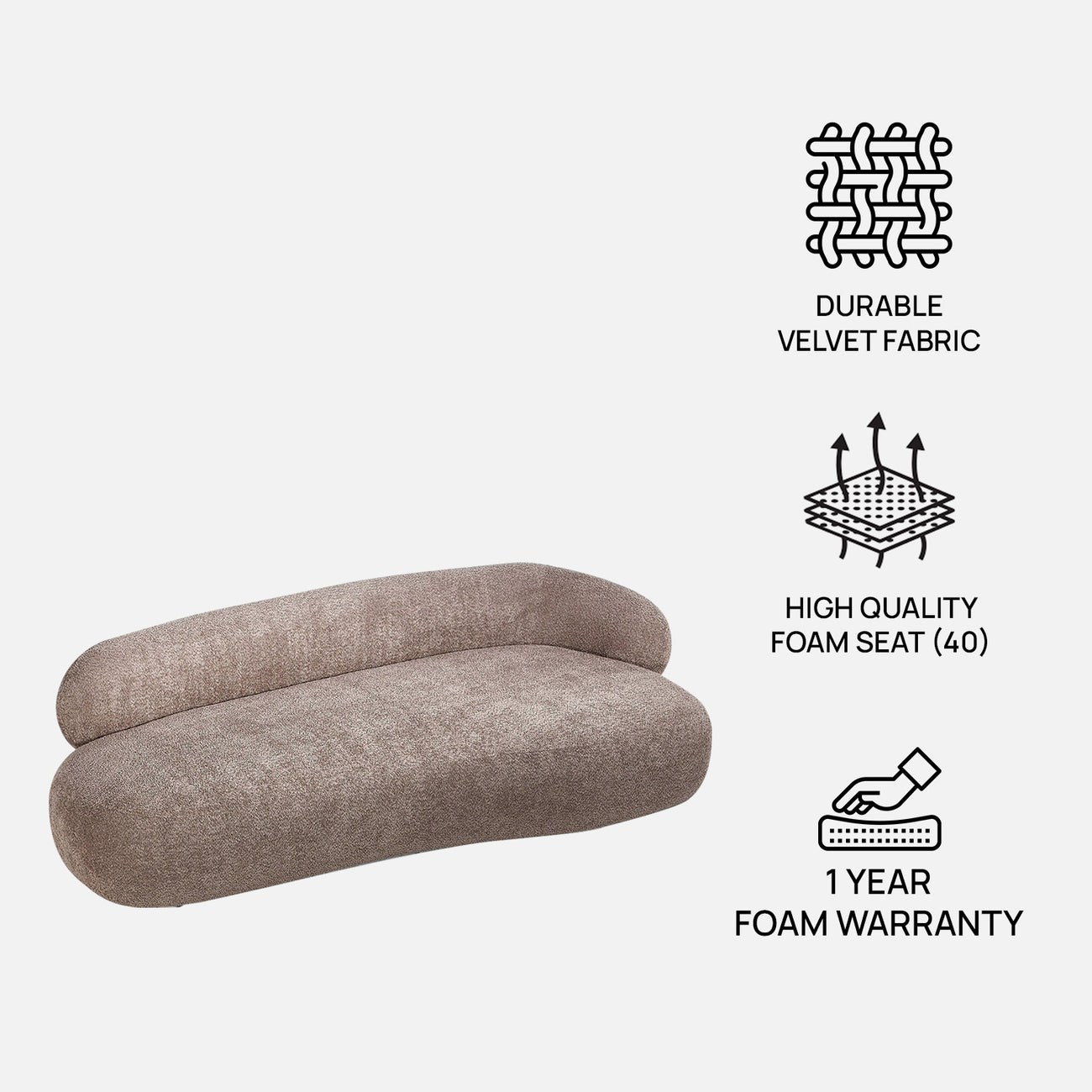 LuxeLounge Contemporary 3 Seater Sofa Mouse Grey
