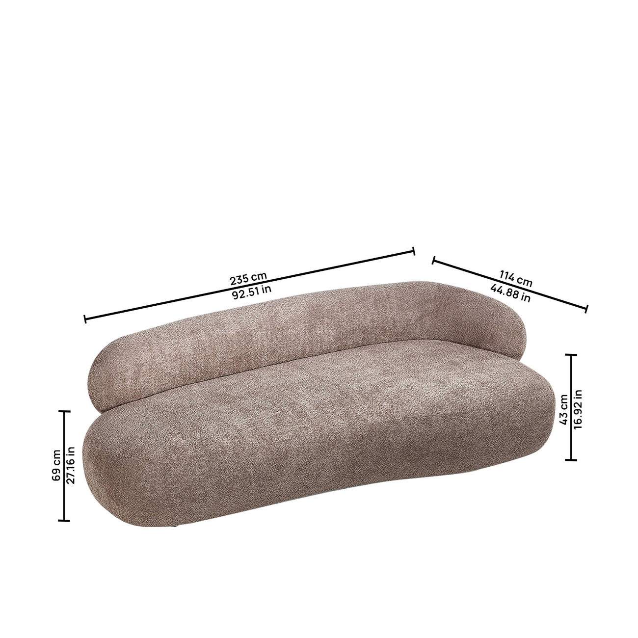 LuxeLounge Contemporary 3 Seater Sofa Mouse Grey