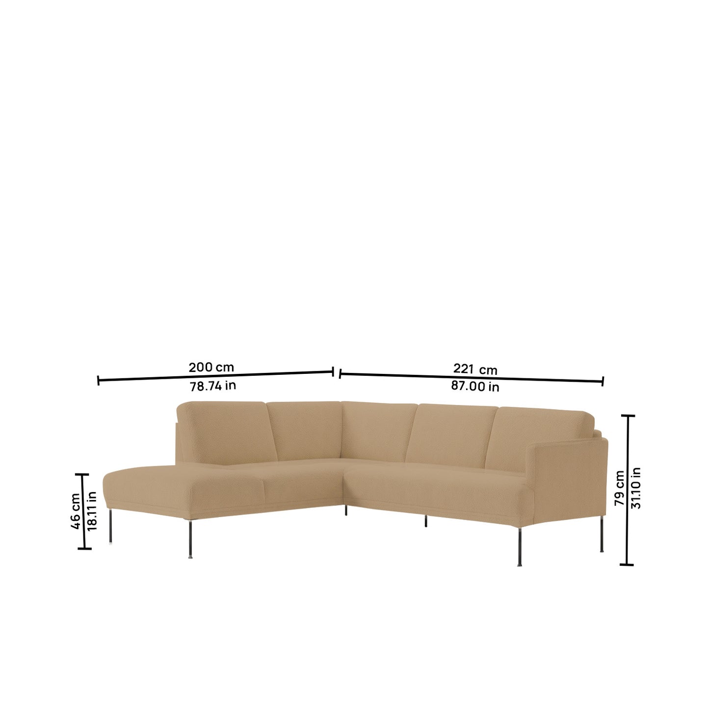ModernElegance L Shaped 5 Seater Brown