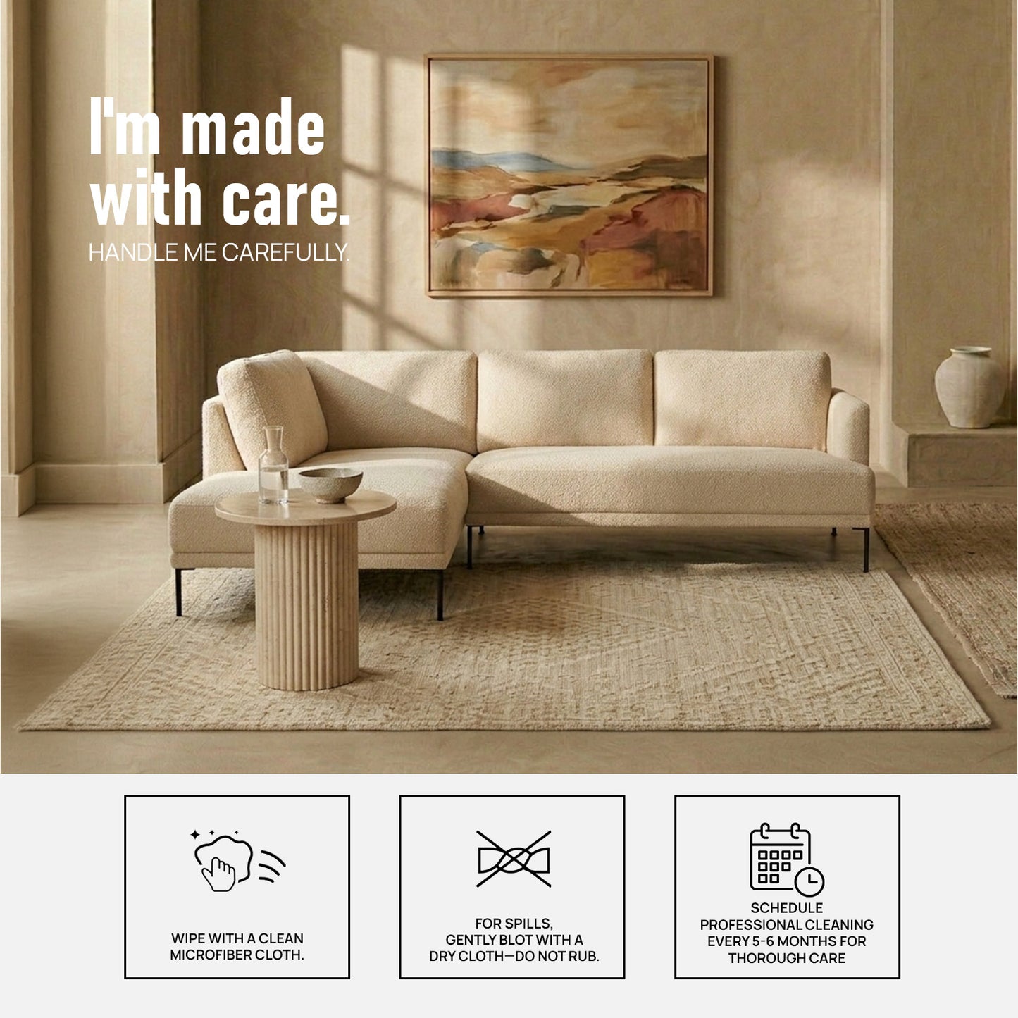 ModernElegance L Shaped 5 Seater Beige