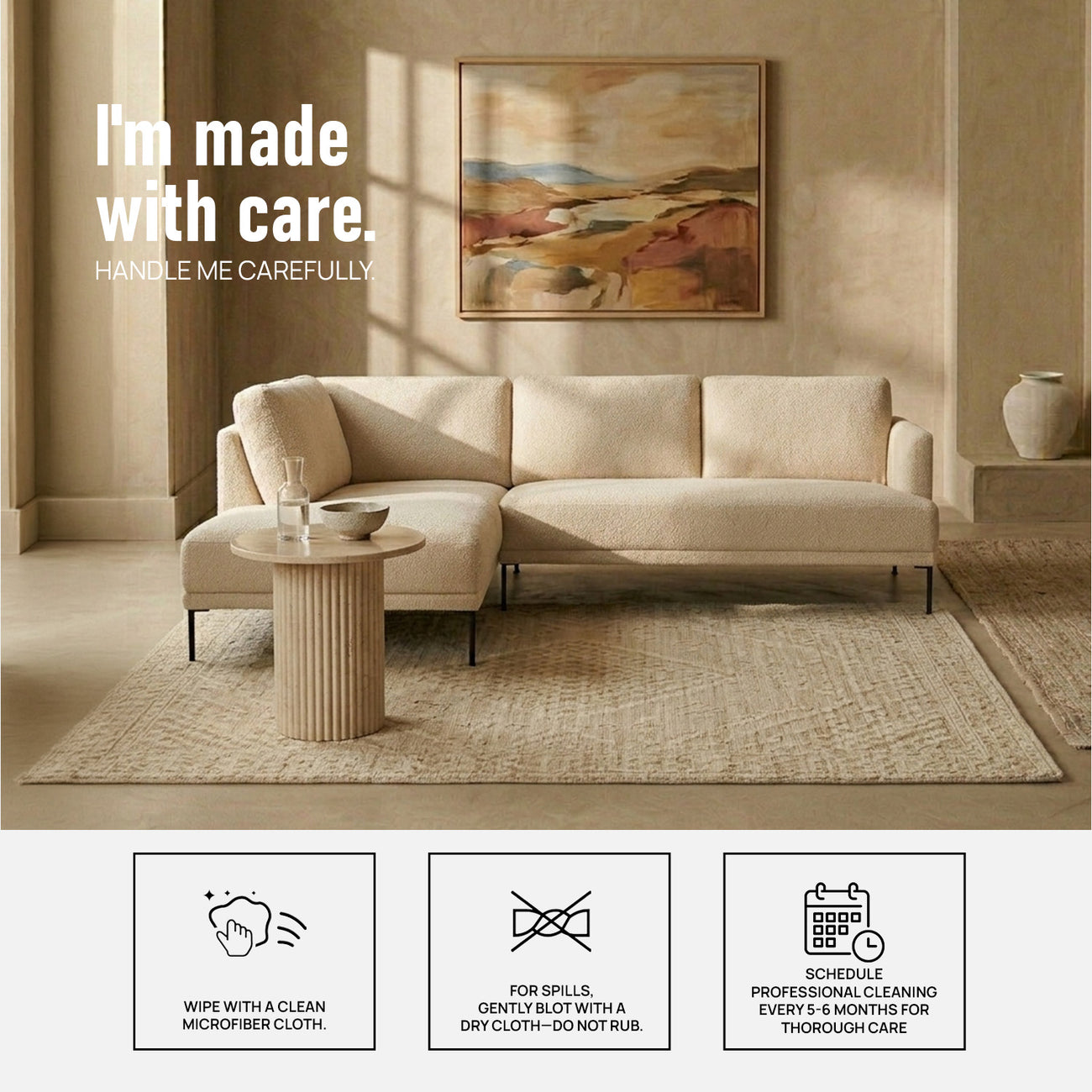 ModernElegance L Shaped 5 Seater Beige