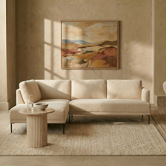 ModernElegance L Shaped 5 Seater Beige