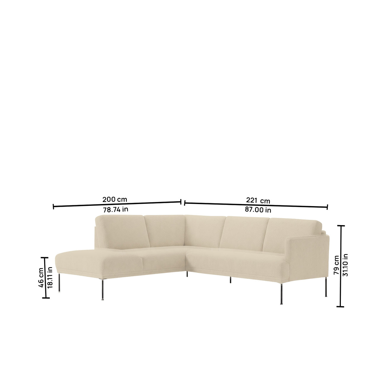 ModernElegance L Shaped 5 Seater Beige