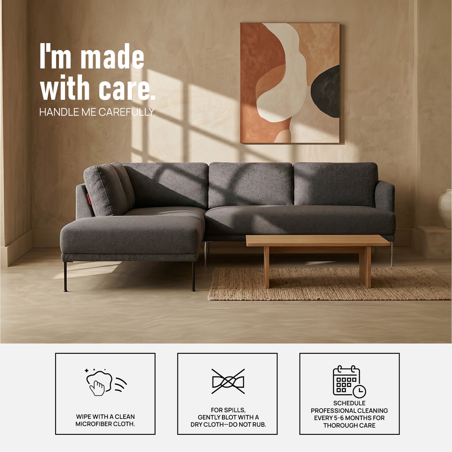 ModernElegance L Shaped 5 Seater Dark Grey
