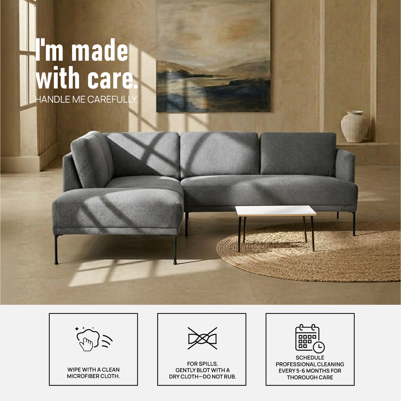 ModernElegance L Shaped 5 Seater Corduroy Grey