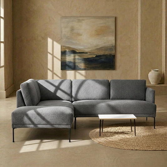 ModernElegance L Shaped 5 Seater Corduroy Grey