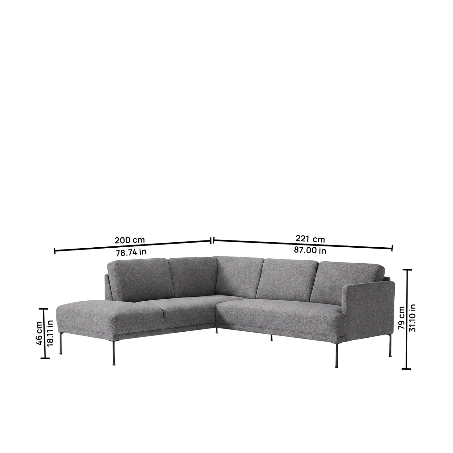 ModernElegance L Shaped 5 Seater Corduroy Grey