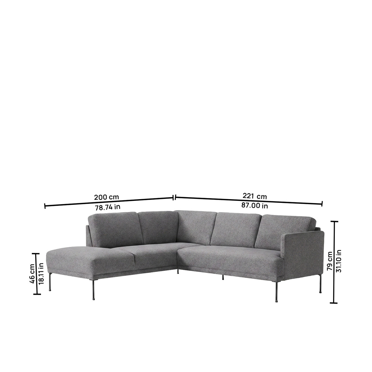 ModernElegance L Shaped 5 Seater Corduroy Grey