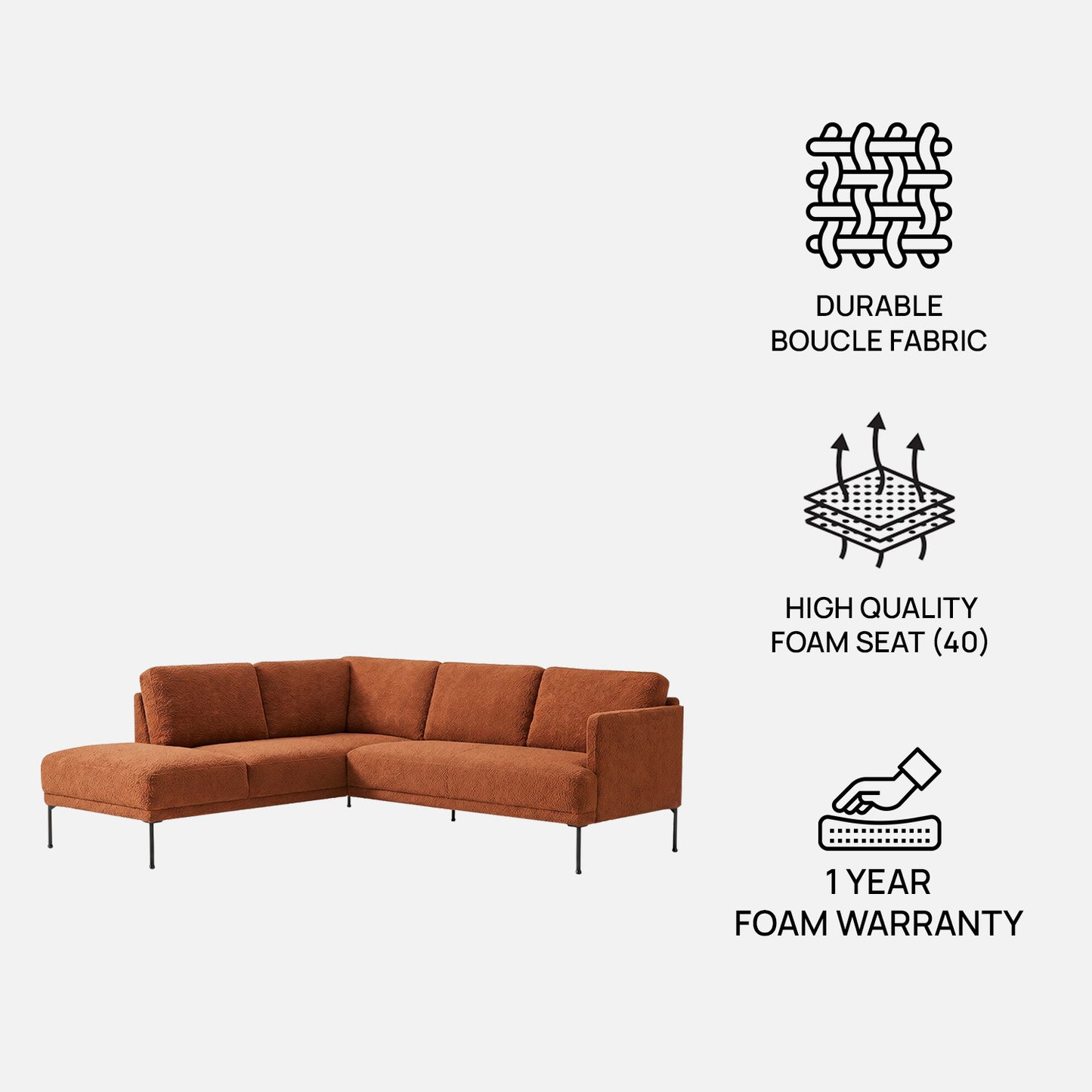 ModernElegance L Shaped 5 Seater Tan