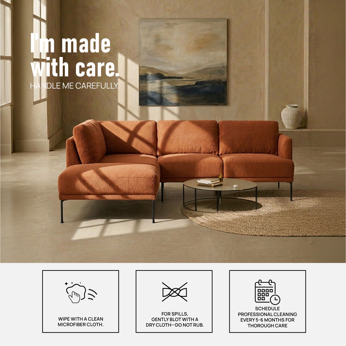ModernElegance L Shaped 5 Seater Tan