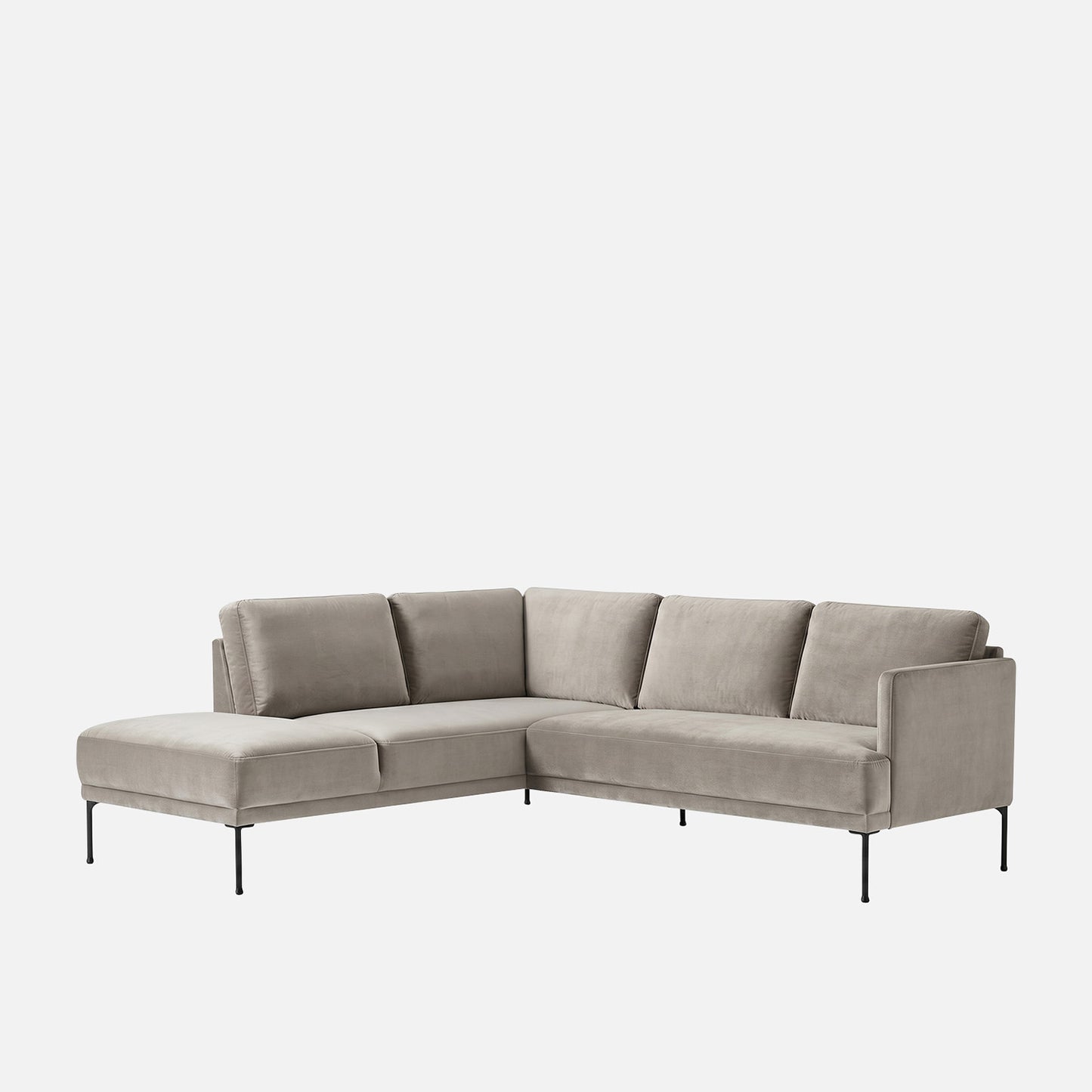 ModernElegance L Shaped 5 Seater Chic Velvet Grey