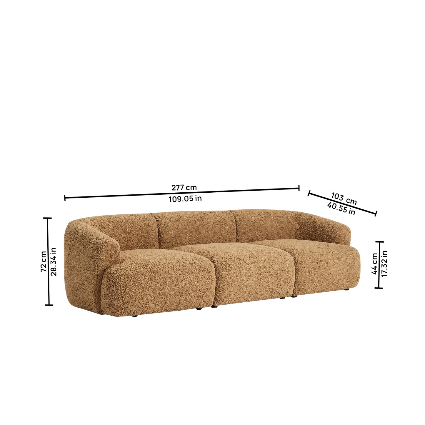 ZenLiving 3 Seater Sofa Boucle Beige
