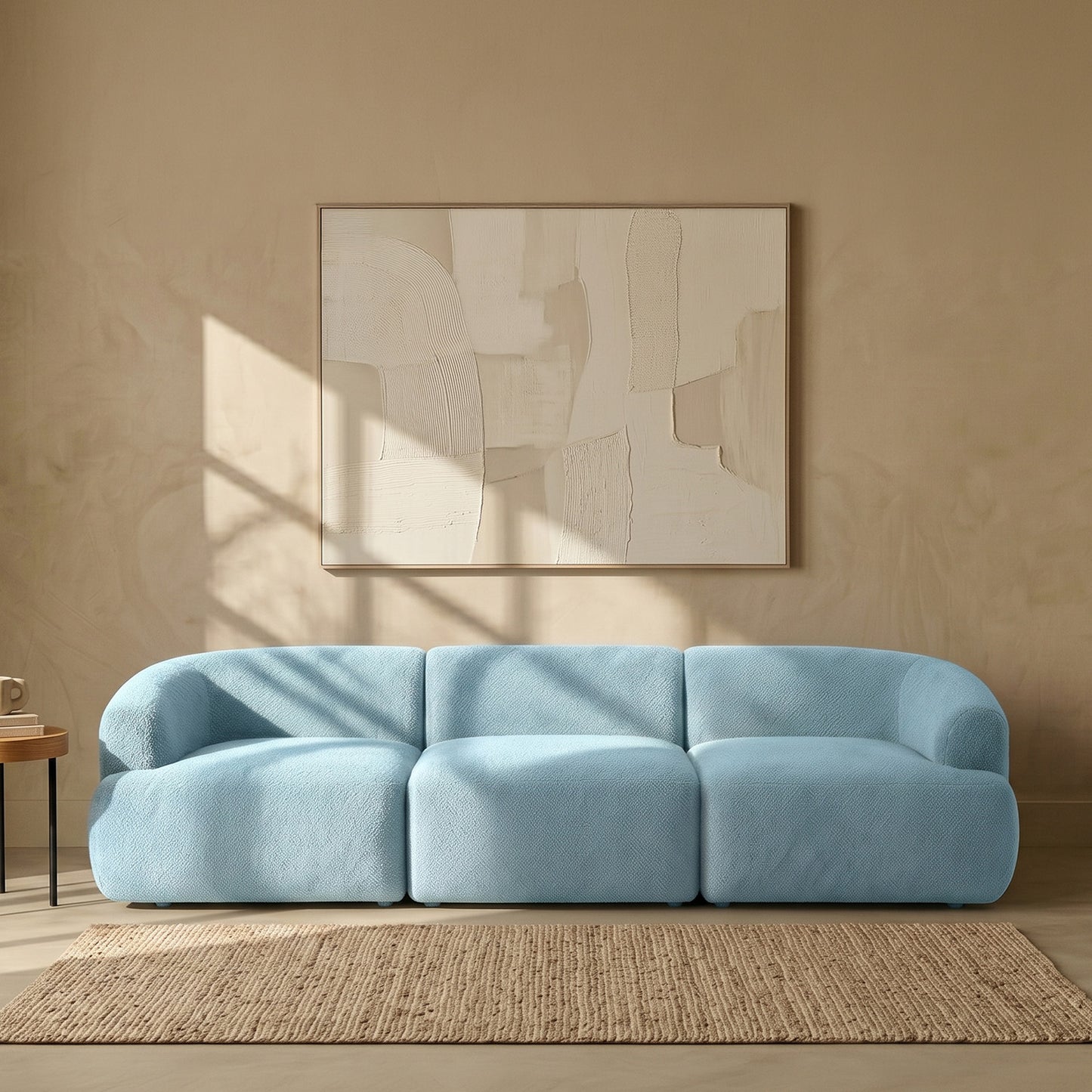 ZenLiving 3 Seater Sofa Boucle Blue