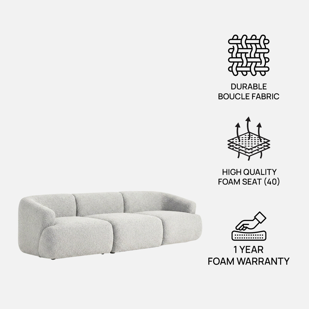 ZenLiving 3 Seater Sofa Beige