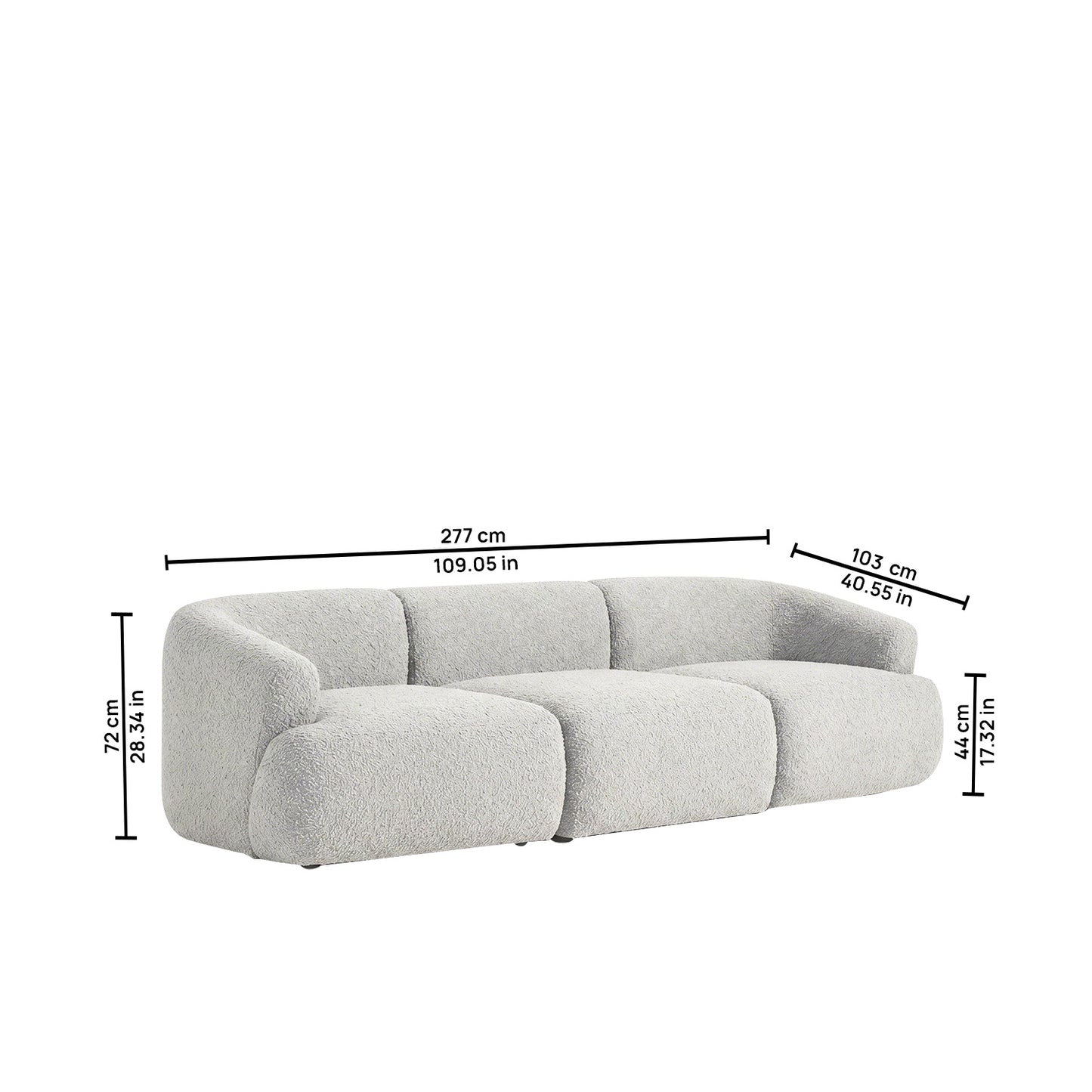 ZenLiving 3 Seater Sofa Beige