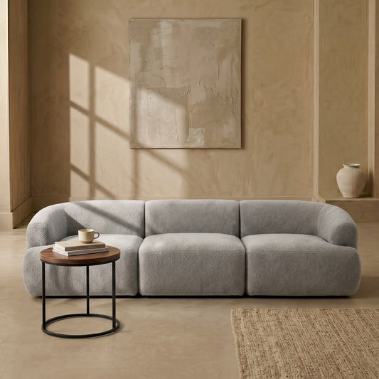 ZenLiving 3 Seater Sofa Boucle Grey