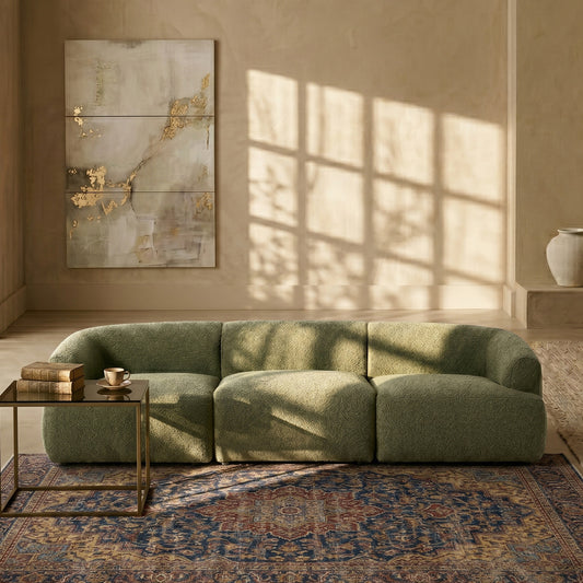 ZenLiving 3 Seater Sofa Boucle Green