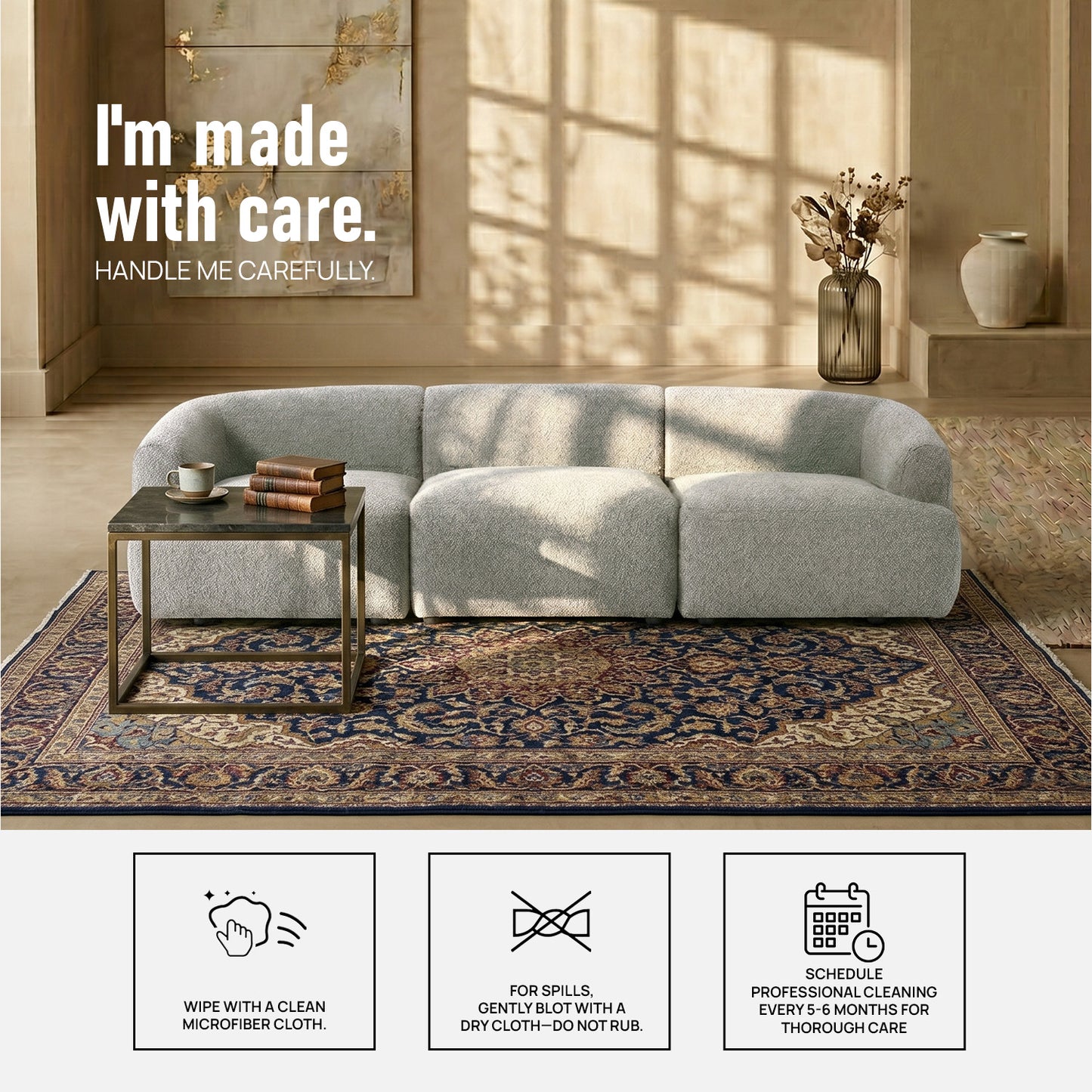 ZenLiving 3 Seater Sofa Chic Grey
