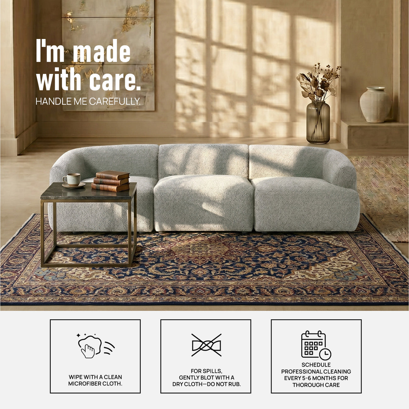 ZenLiving 3 Seater Sofa Chic Grey