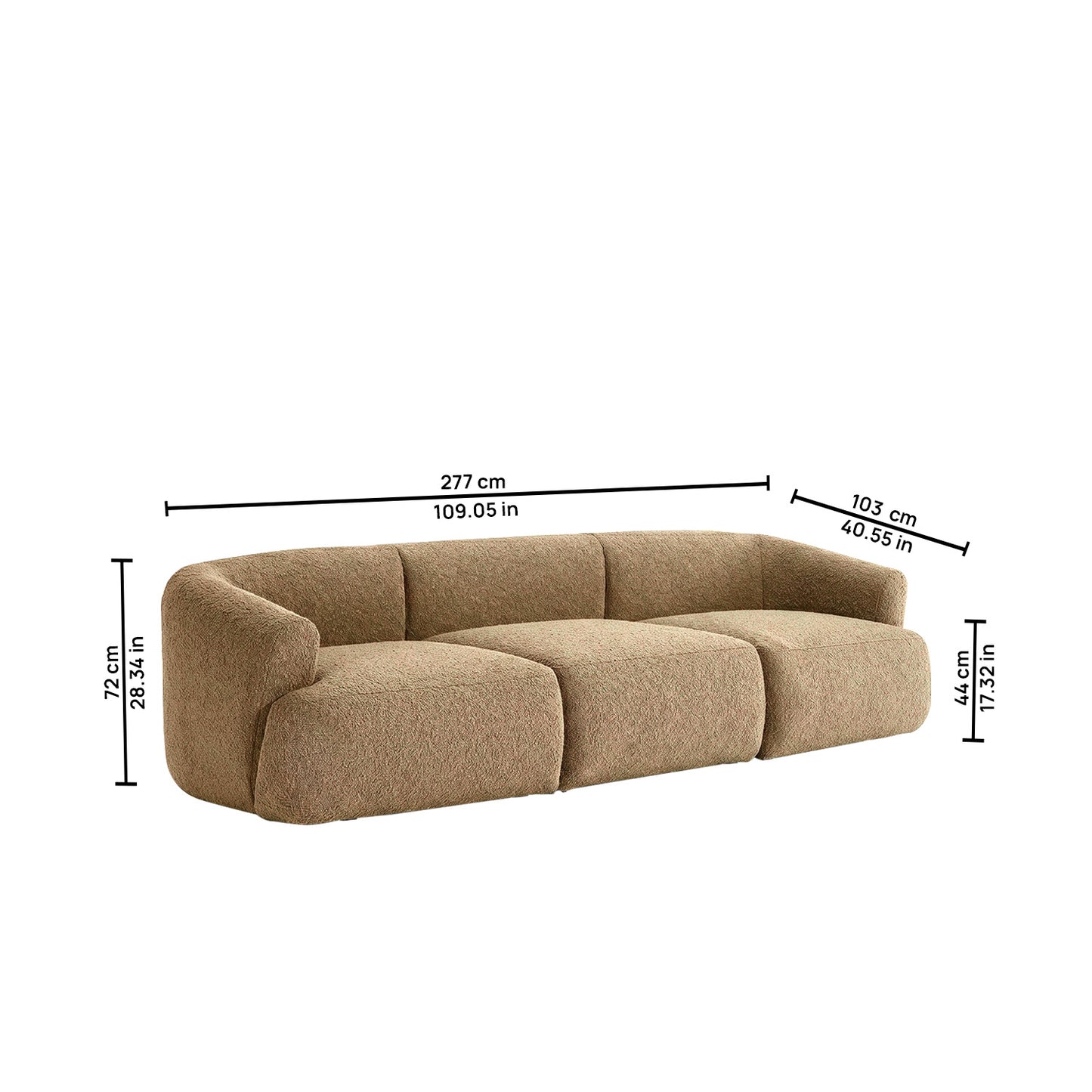 ZenLiving 3 Seater Sofa Boucle Tan