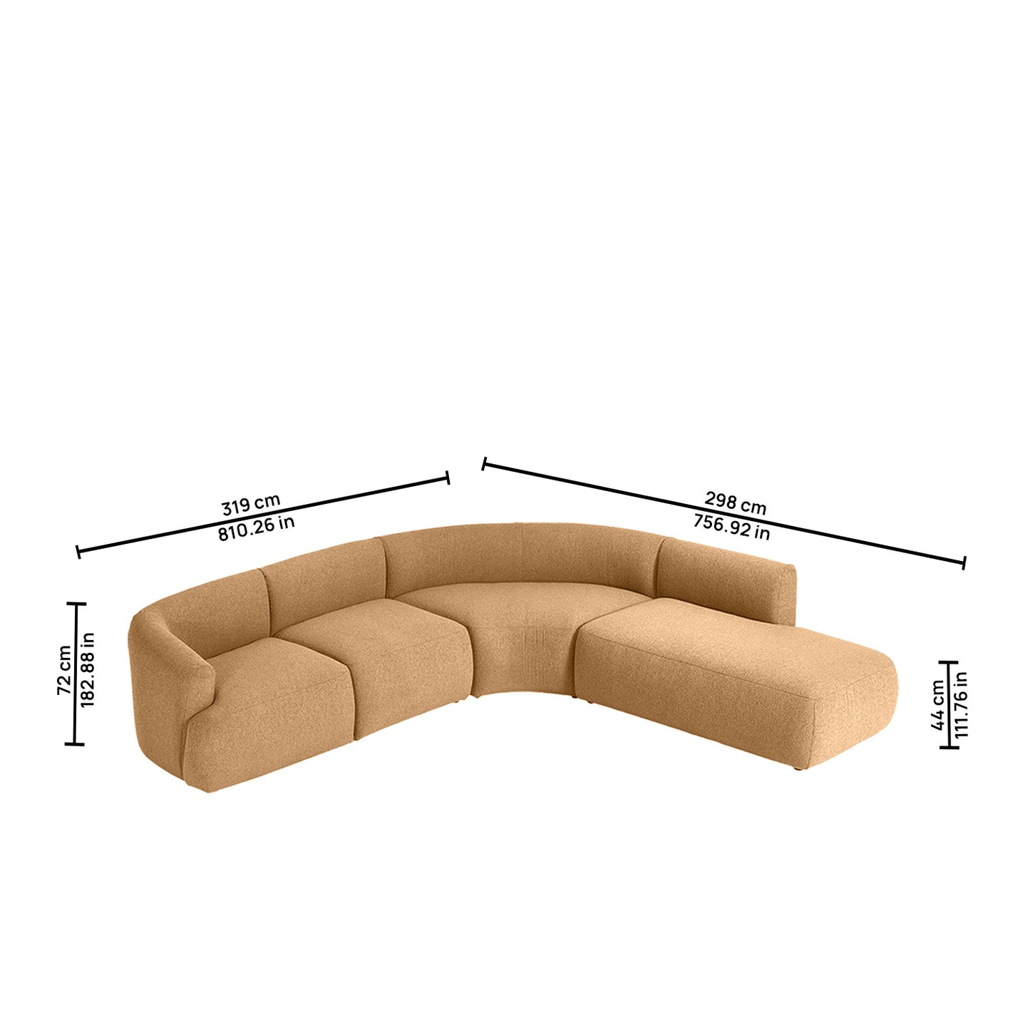 ZenLiving 5 Seater Sofa Boucle Honey Beige