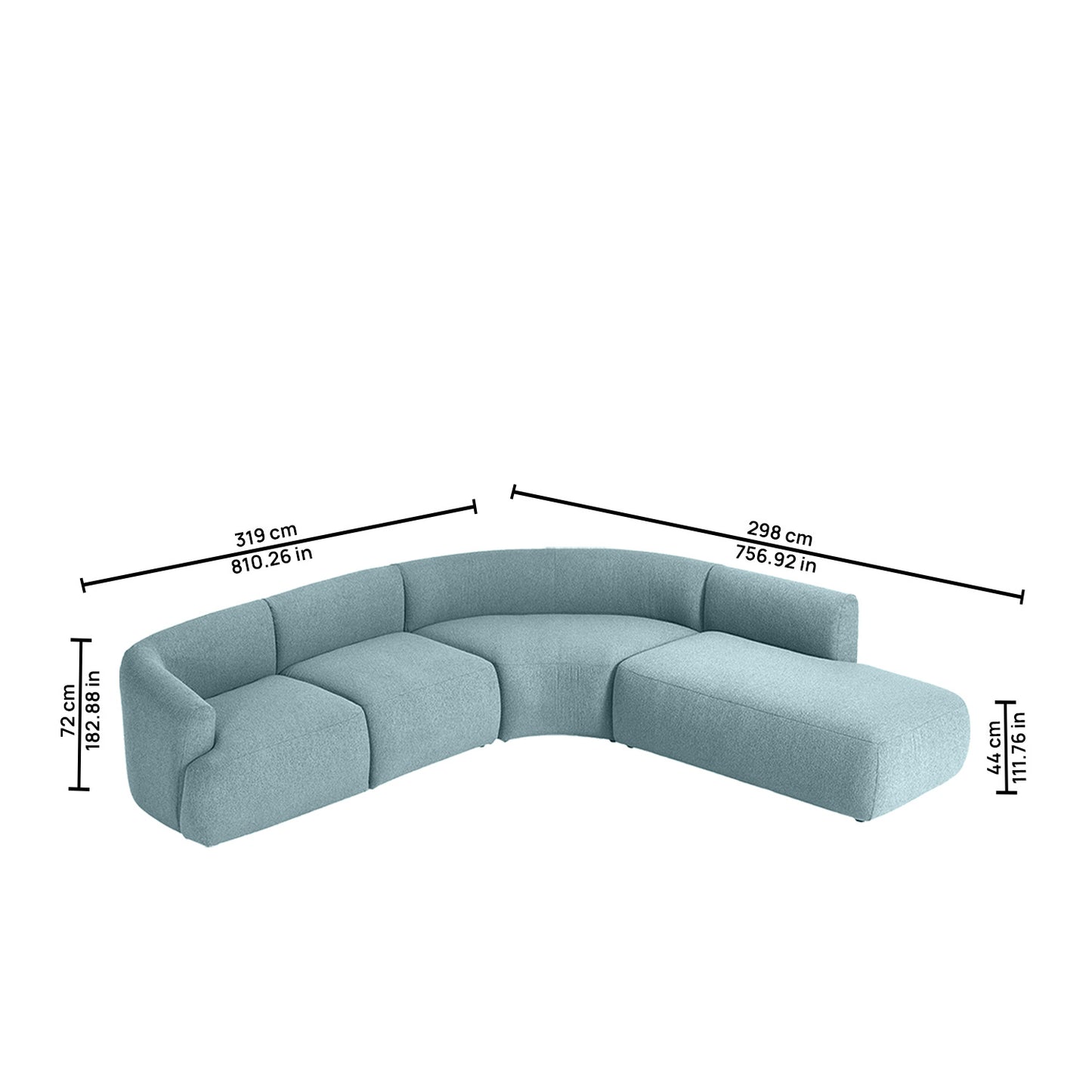ZenLiving 5 Seater Sofa Boucle Blue