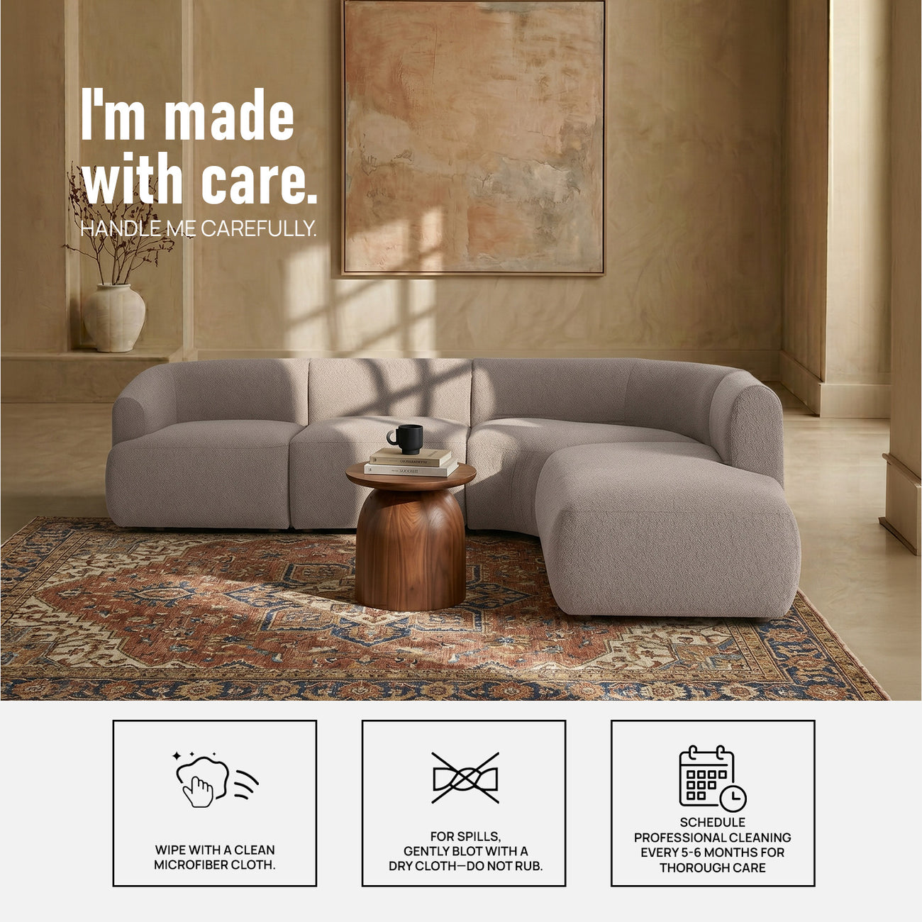 ZenLiving 5 Seater Sofa Beige