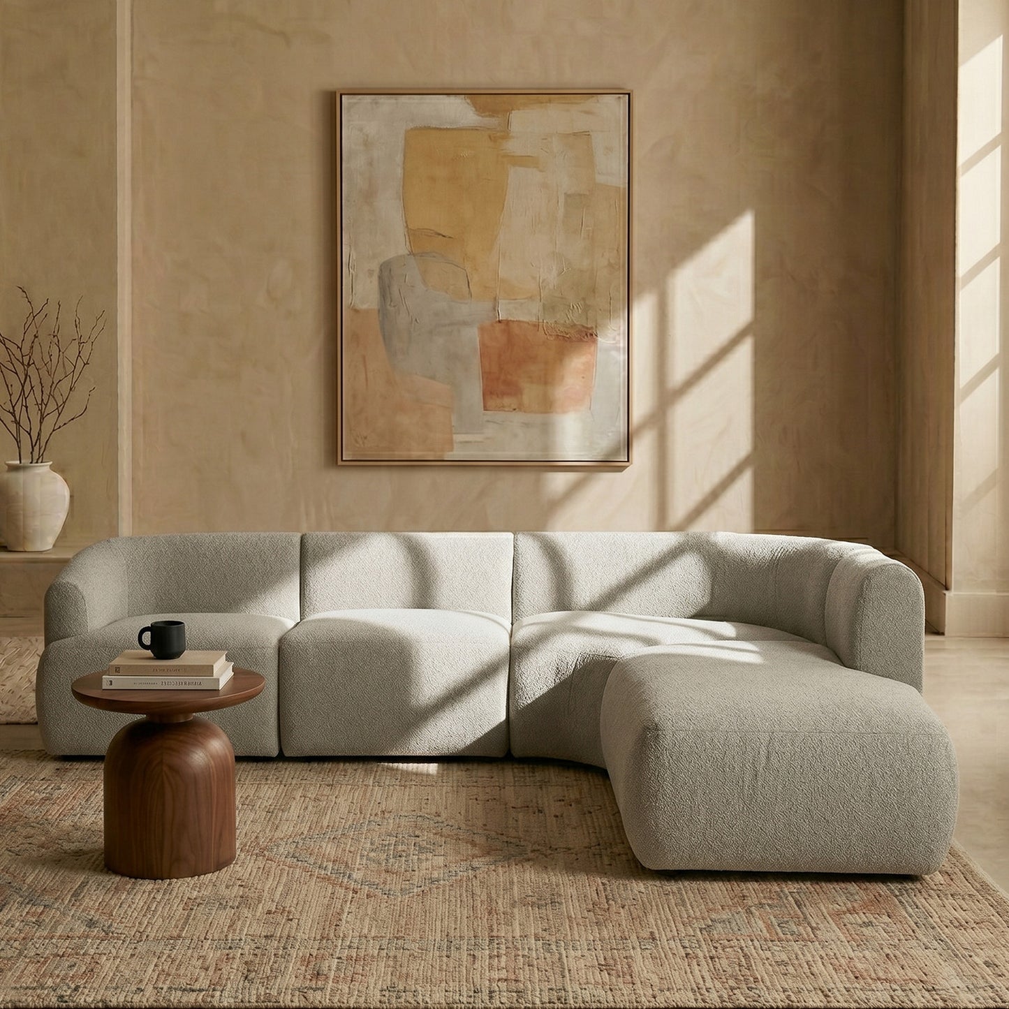 Zen Living 5 Seater Sofa Boucle Creme