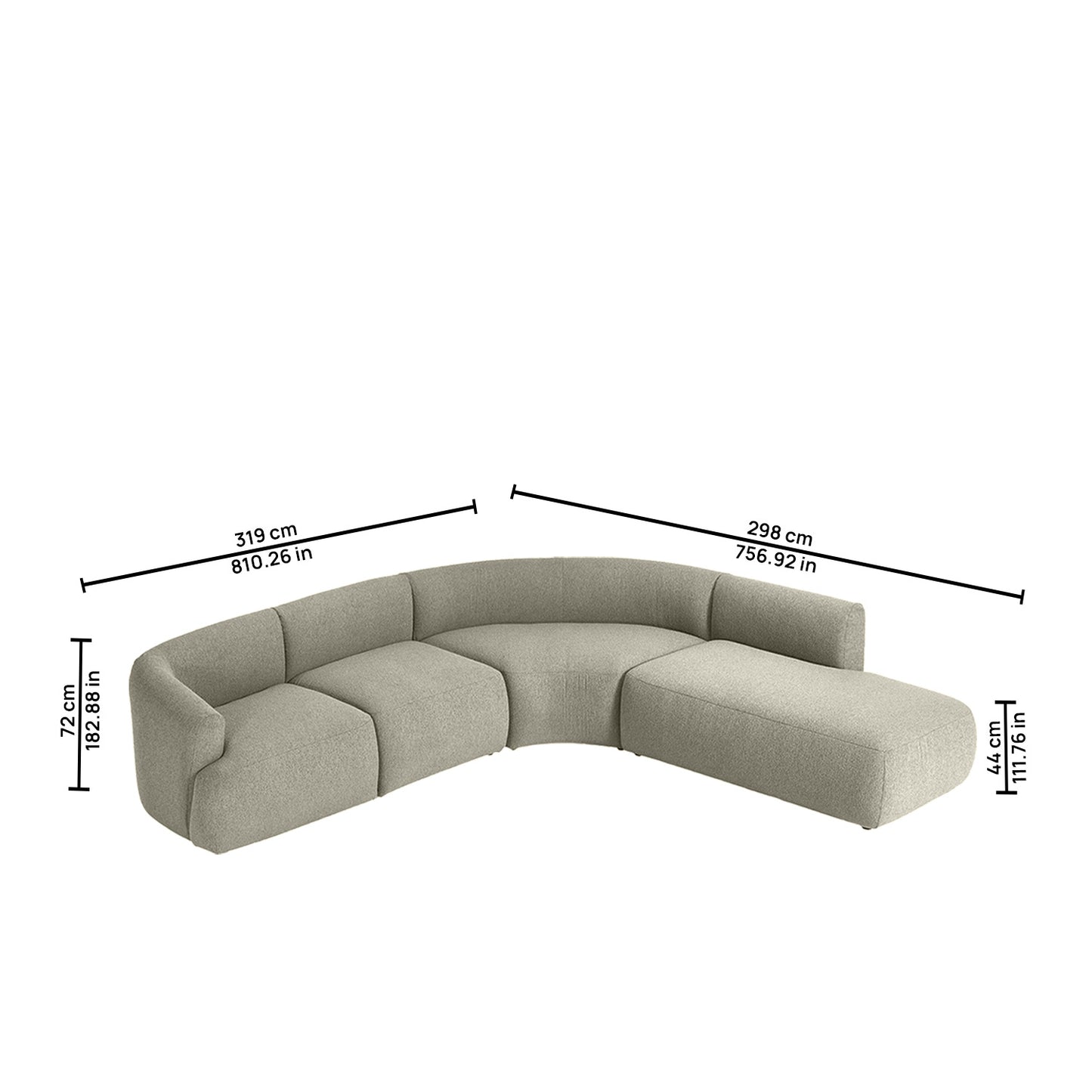 Zen Living 5 Seater Sofa Boucle Creme